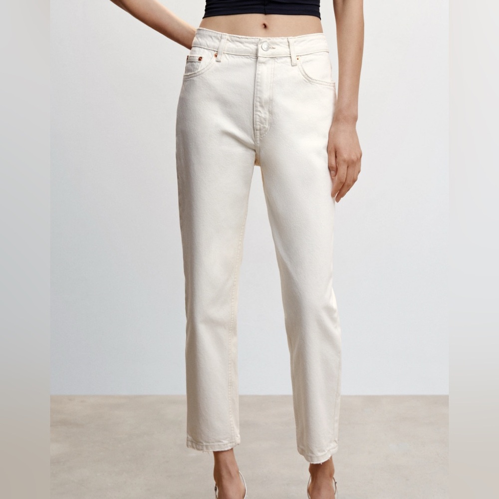Mango High Waist Mom Ankle Jeans | Ecru | NWT | Size 2